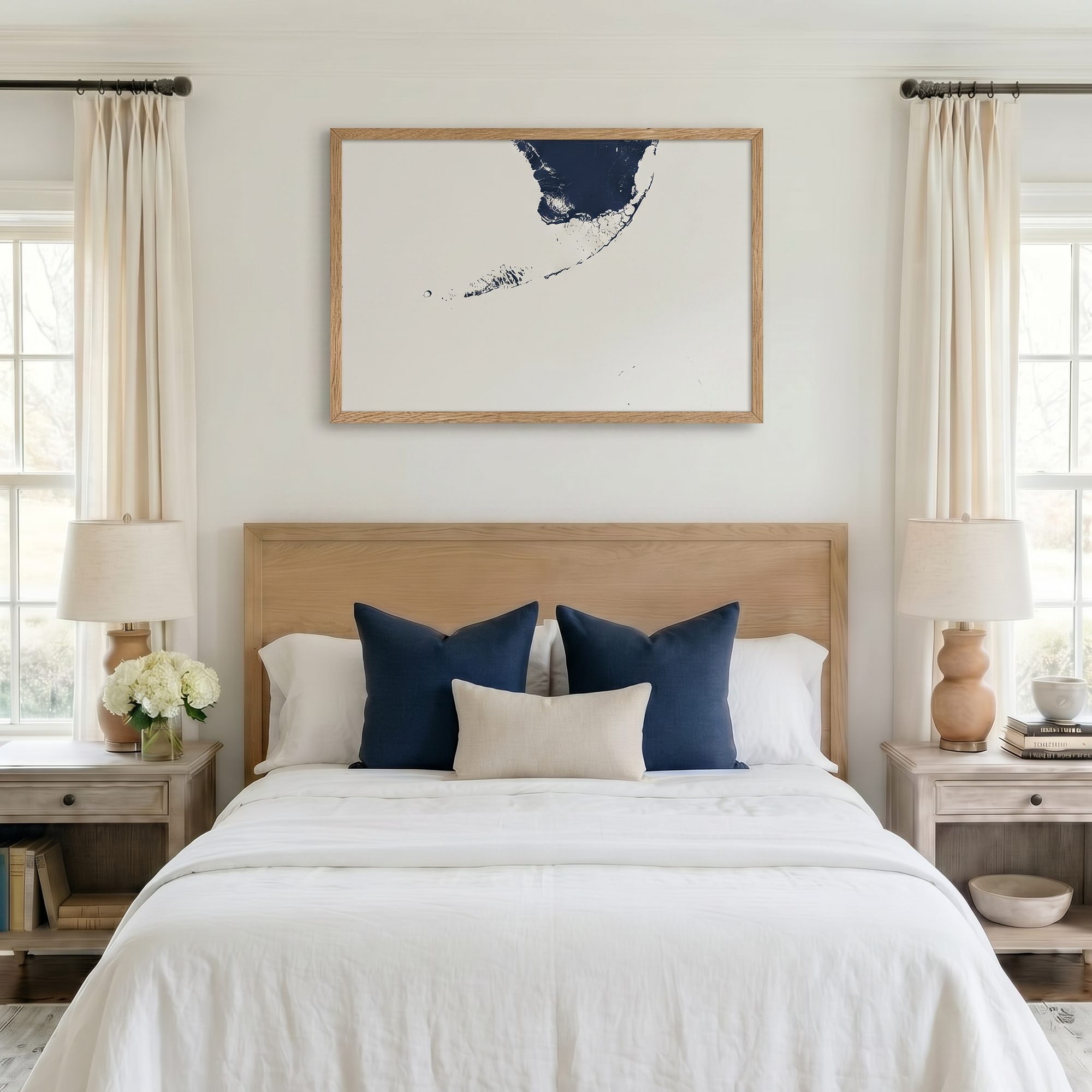 Florida Keys matte map art in bedroom setting