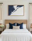 Galveston matte map art in bedroom setting