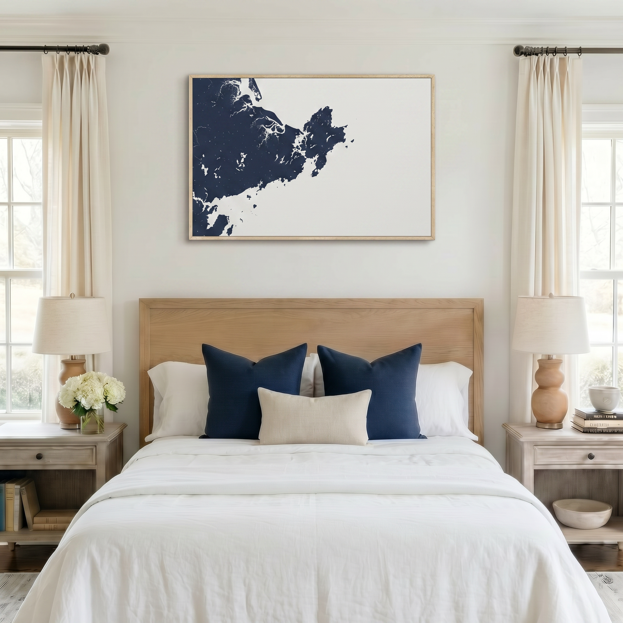 Gloucester canvas map art in bedroom setting