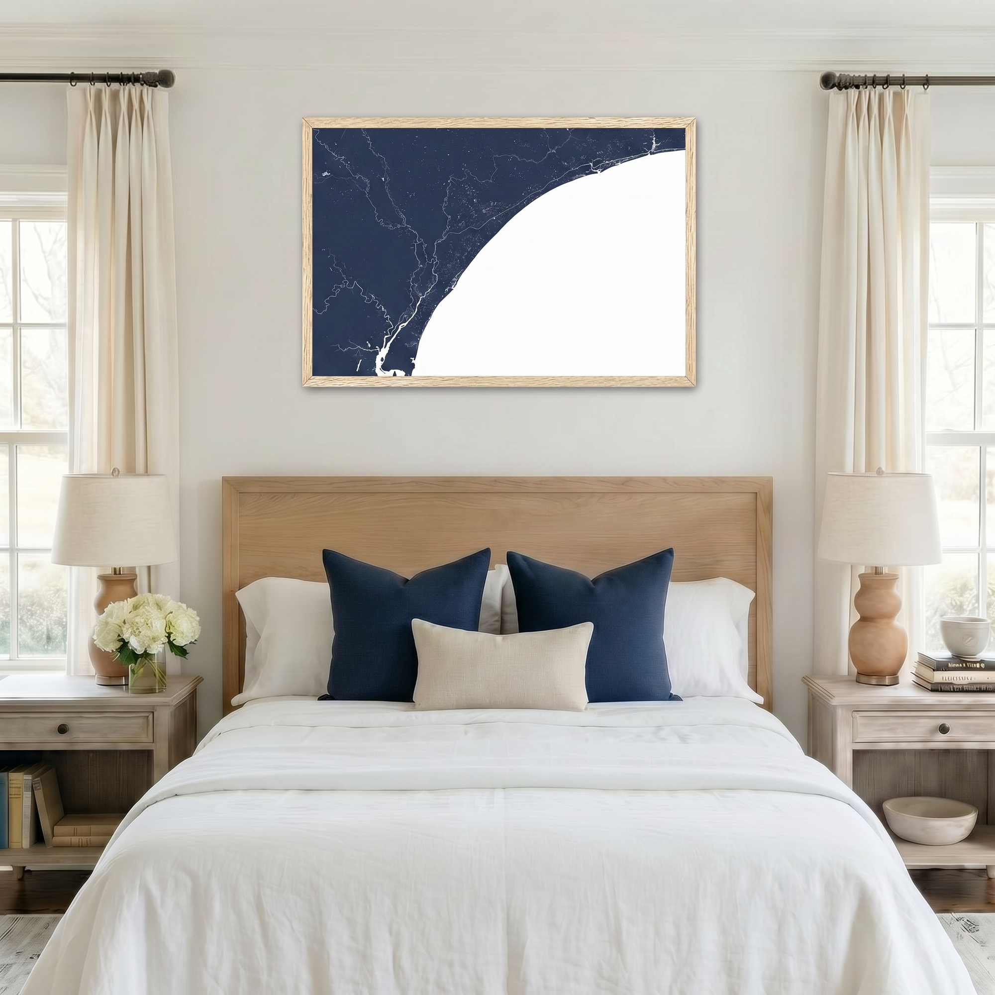 Grand Strand matte map art in bedroom setting