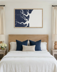 Jekyll Island matte map art in bedroom setting