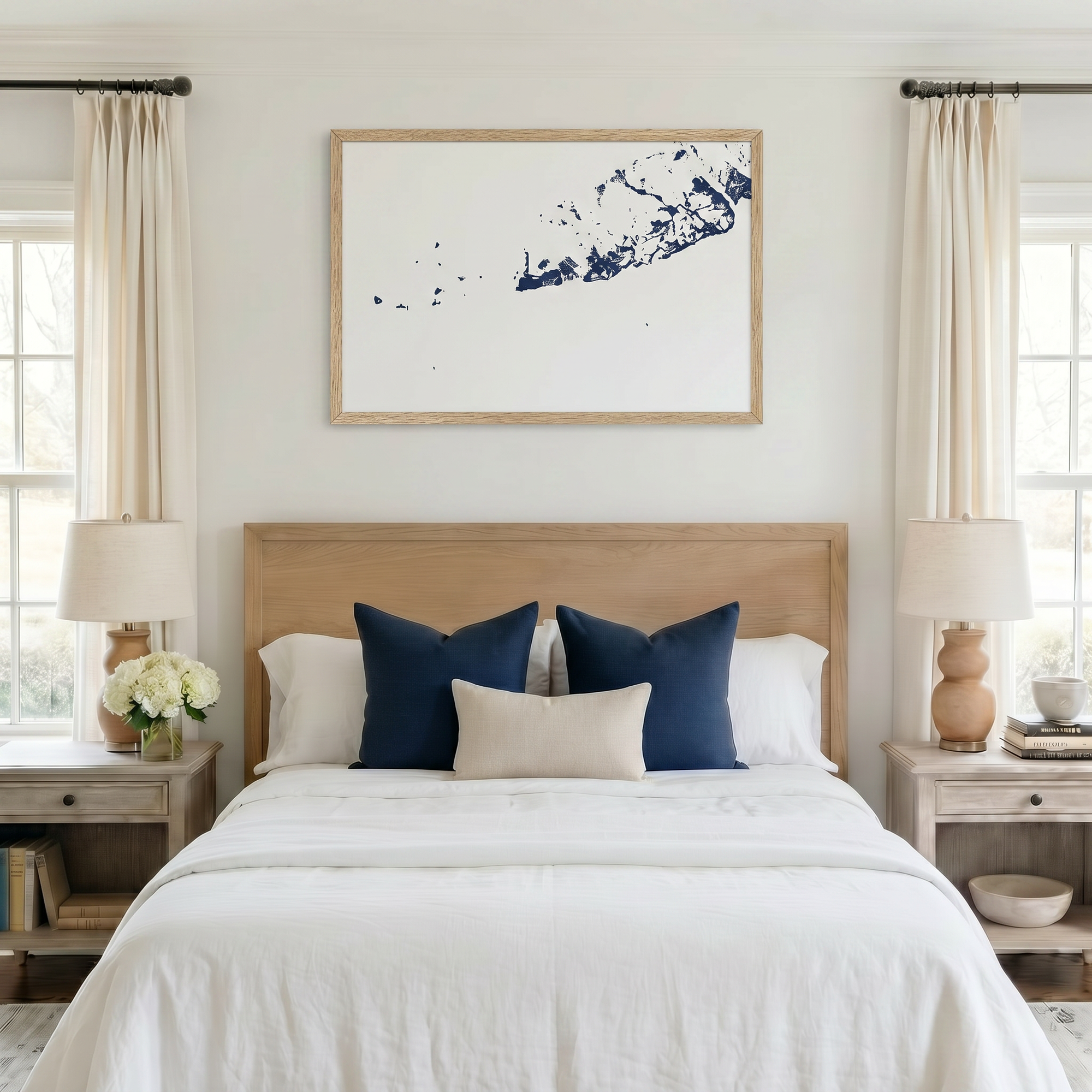 Key West matte map art in bedroom setting