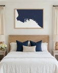Long Beach matte map art in bedroom setting