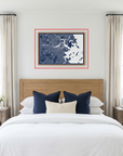 Marco Island matte map art in bedroom setting