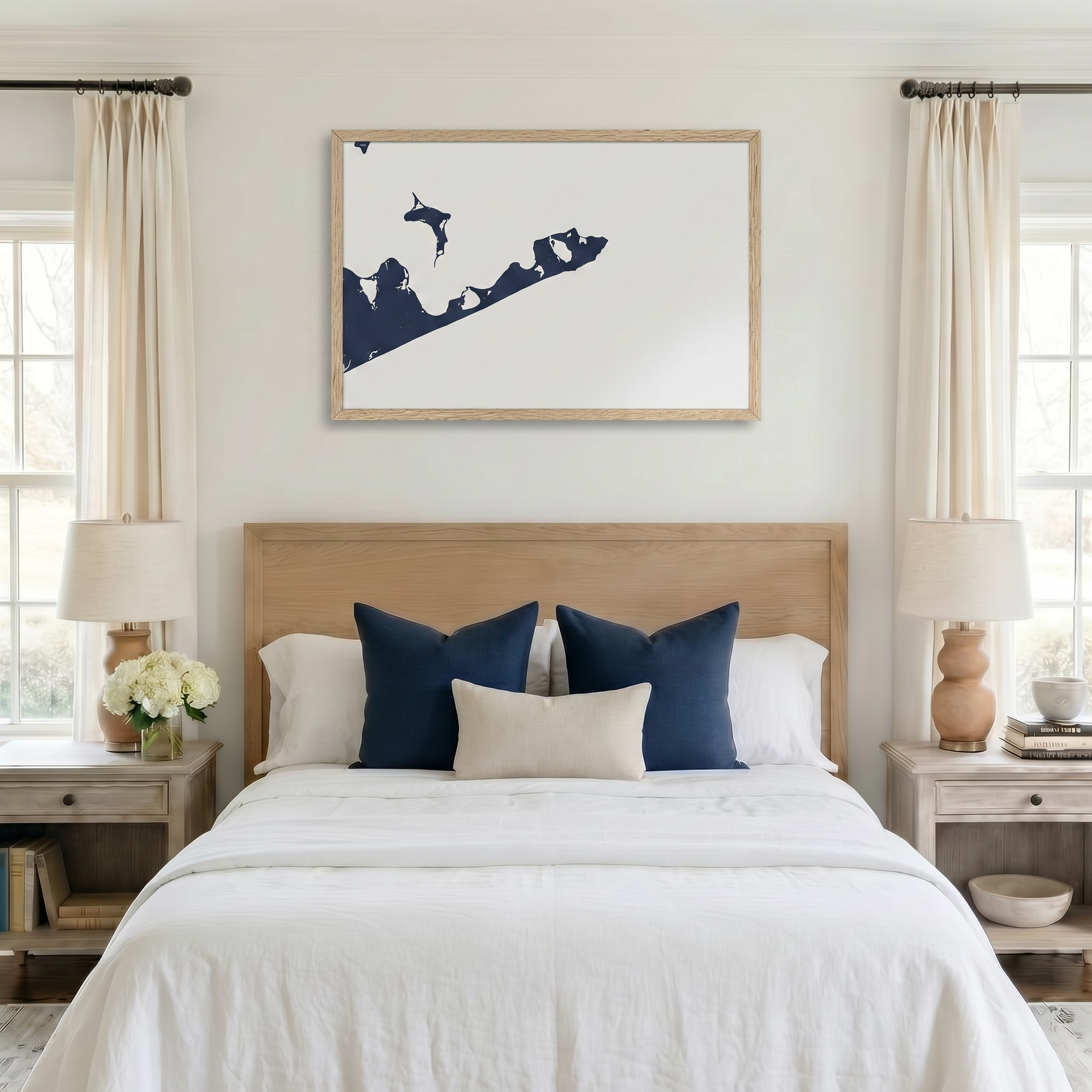 Montauk matte map art in bedroom setting