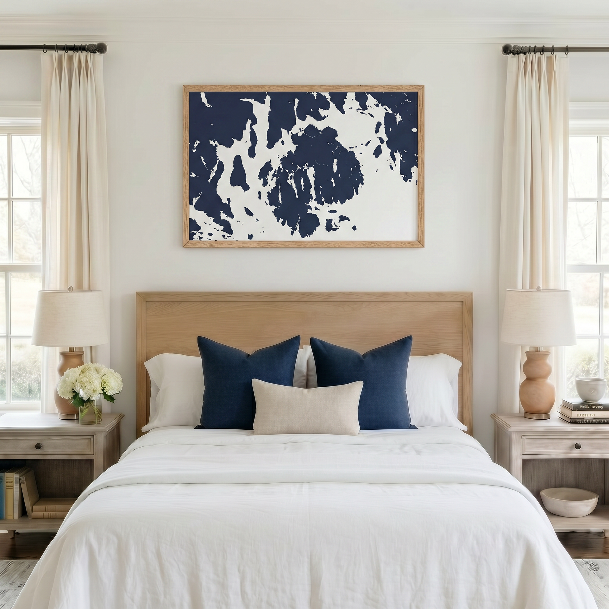 Mount Desert matte map art in bedroom setting