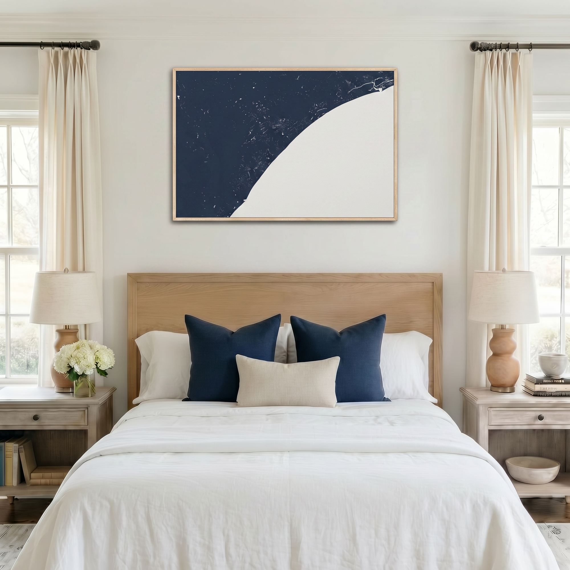 Myrtle Beach canvas map art in bedroom setting