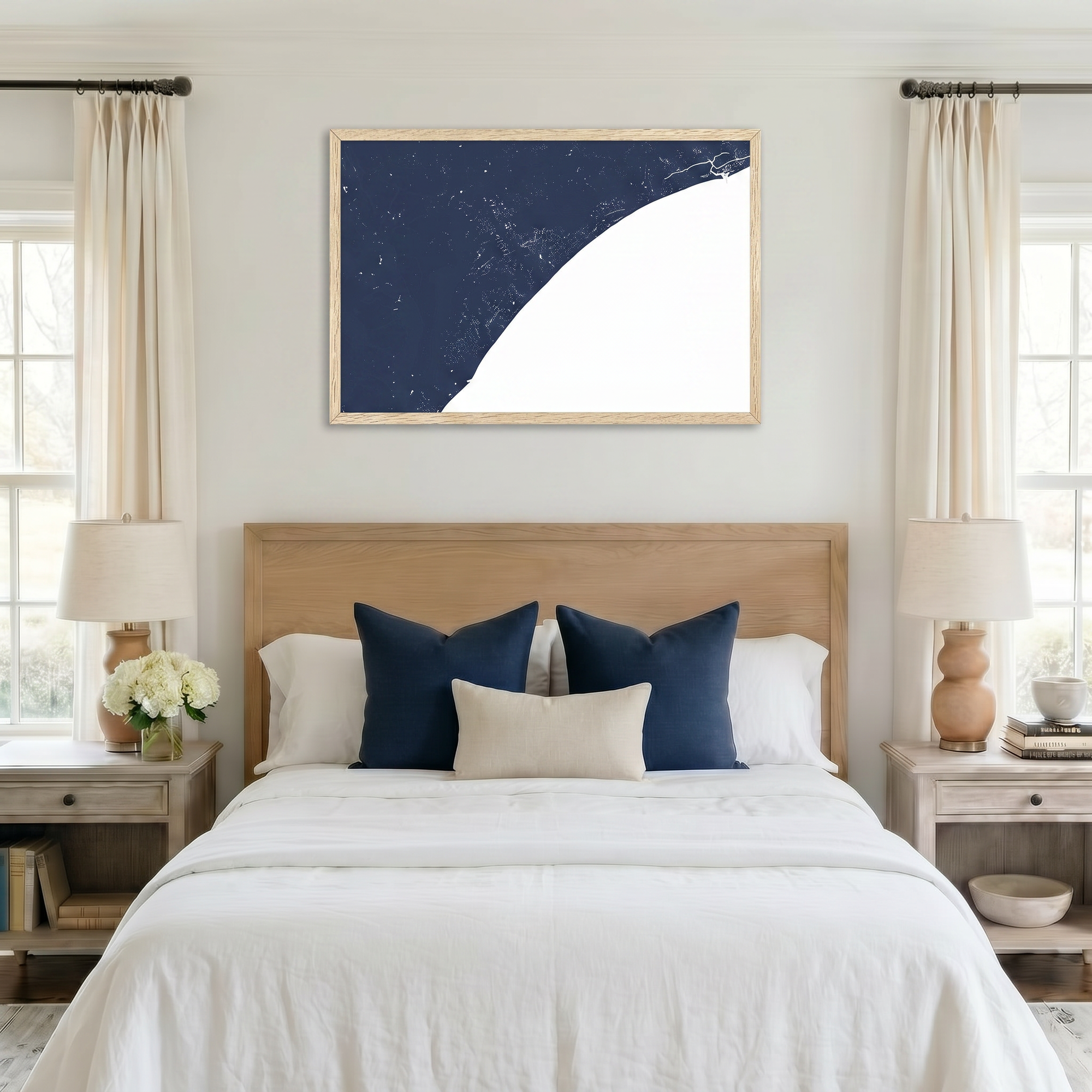 Myrtle Beach matte map art in bedroom setting