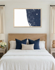 Naples matte map art in bedroom setting