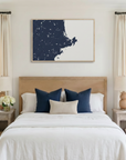 North Shore Massachusetts canvas map art in bedroom setting