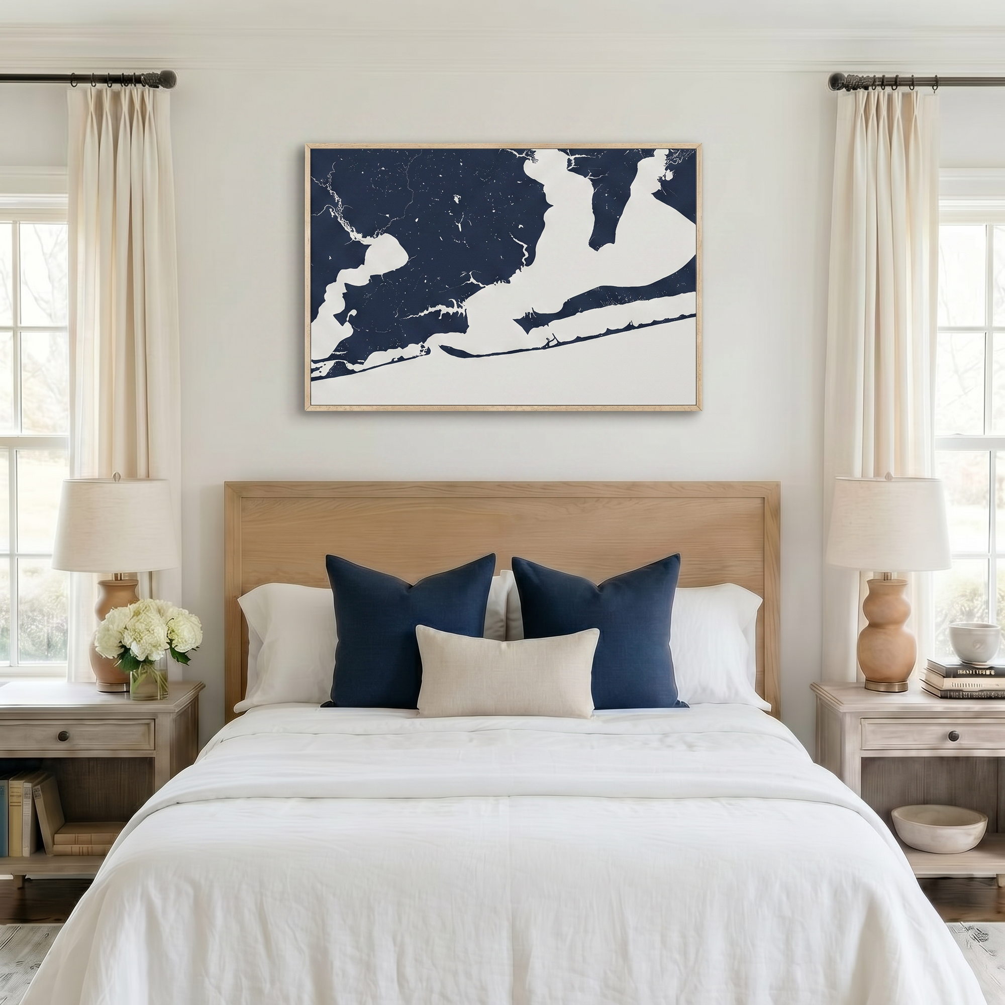 Pensacola canvas map art in bedroom setting