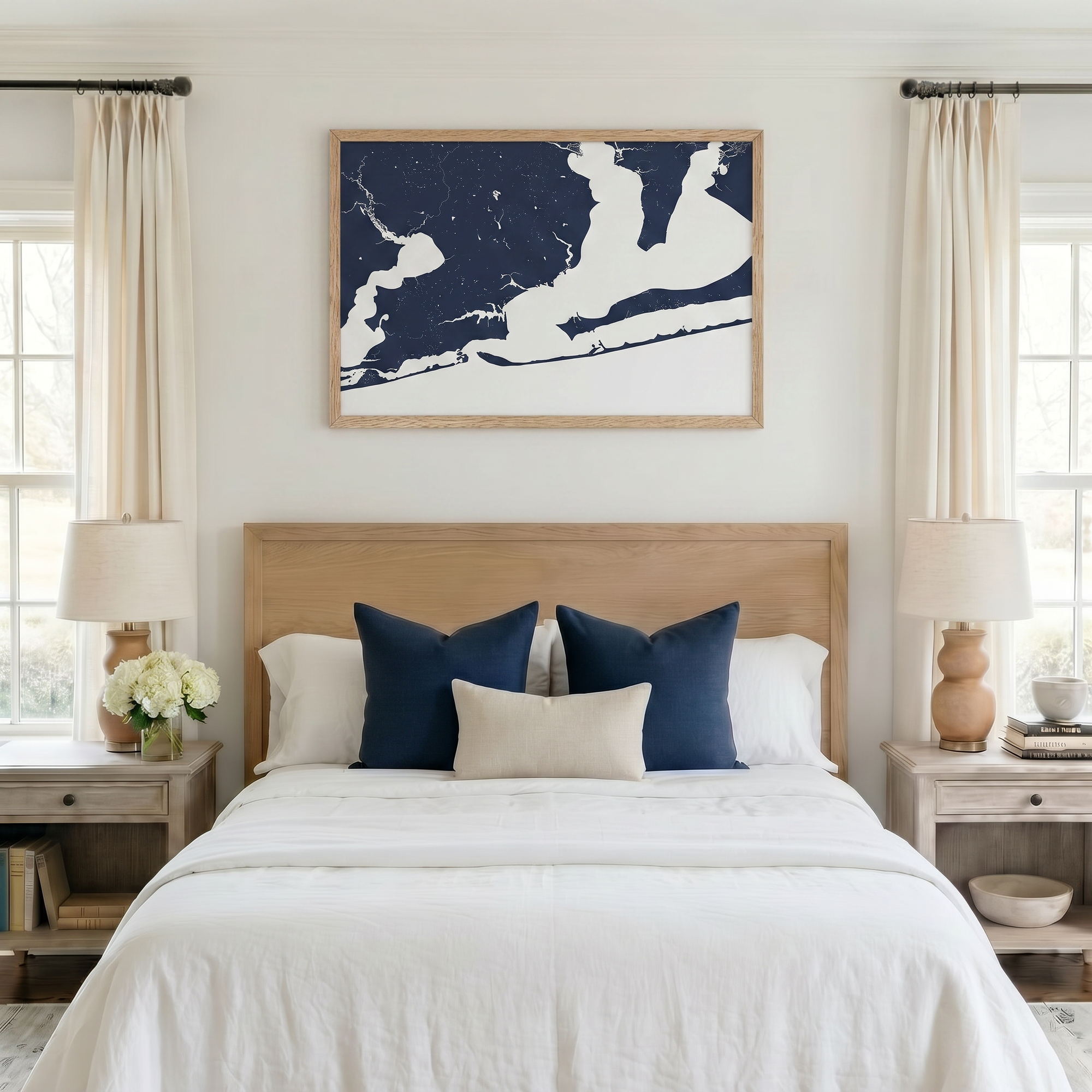 Pensacola matte map art in bedroom setting