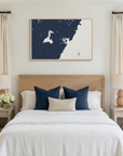 Portsmouth canvas map art in bedroom setting