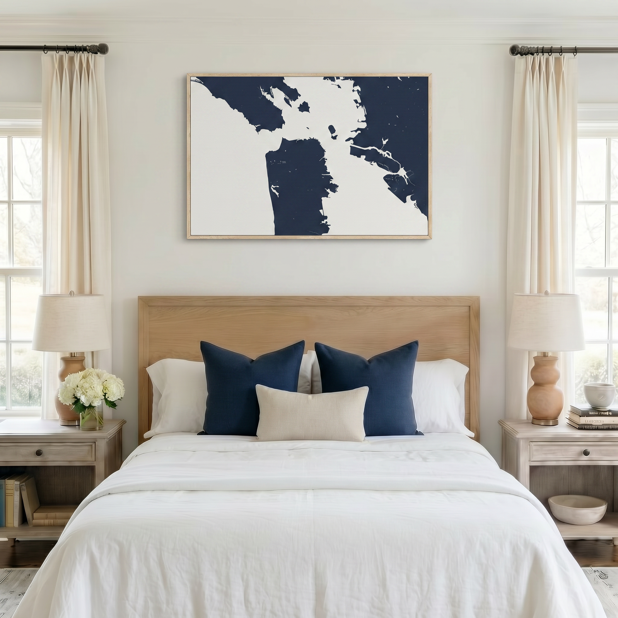 San Francisco canvas map art in bedroom setting
