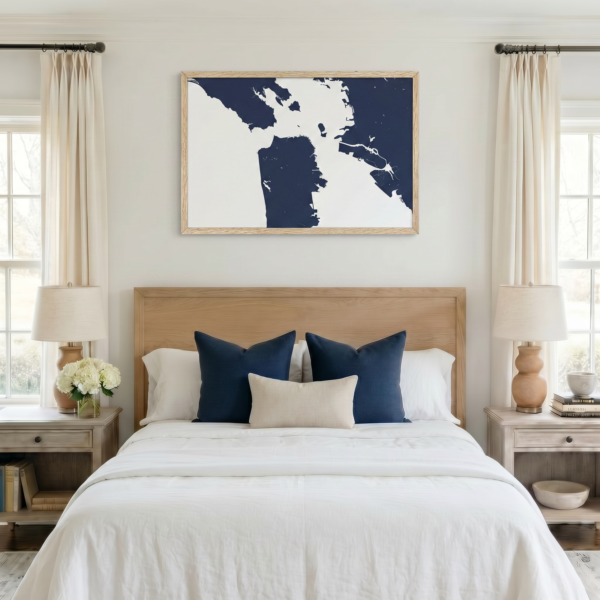 San Francisco matte map art in bedroom setting