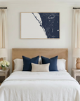 Siesta Key canvas map art in bedroom setting