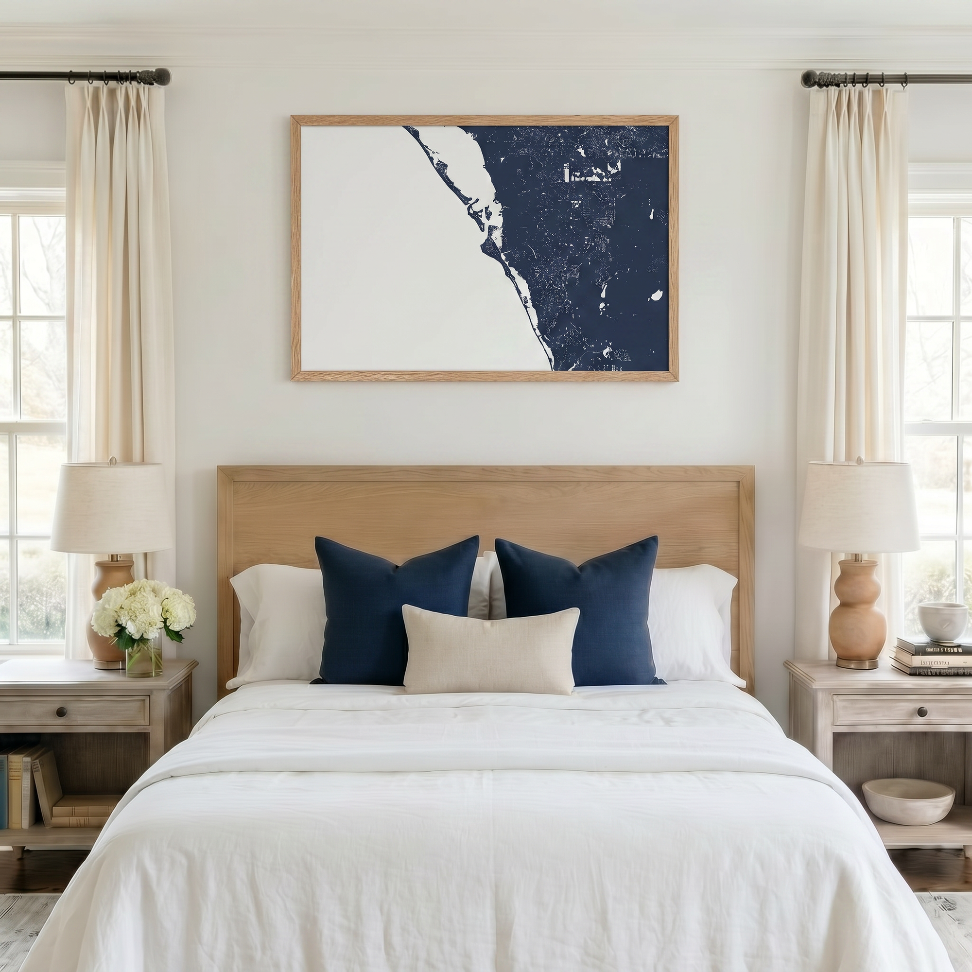 Siesta Key matte map art in bedroom setting