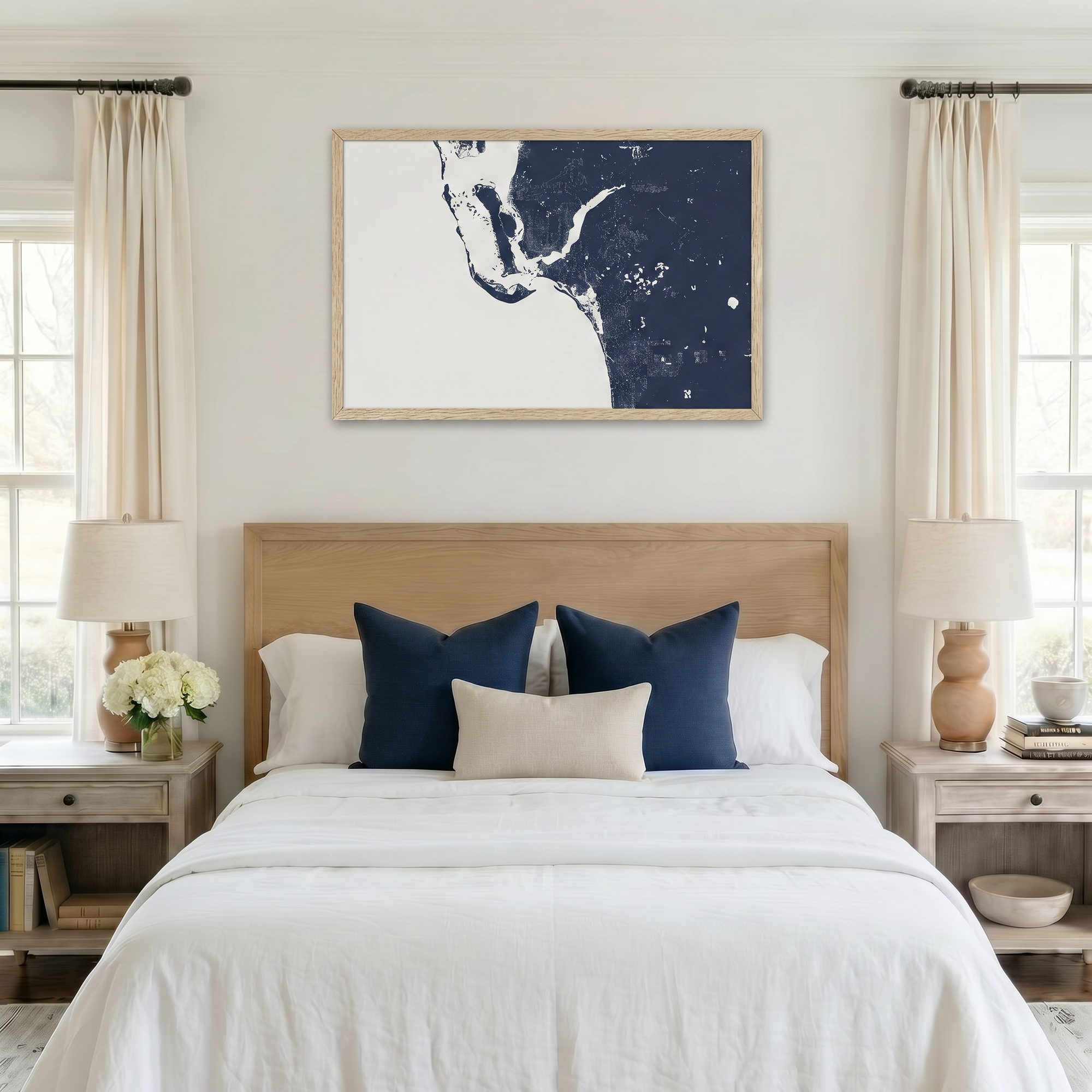 Southwest Florida matte map art in bedroom setting