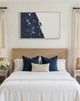 Space Coast canvas map art in bedroom setting