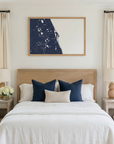 Space Coast matte map art in bedroom setting