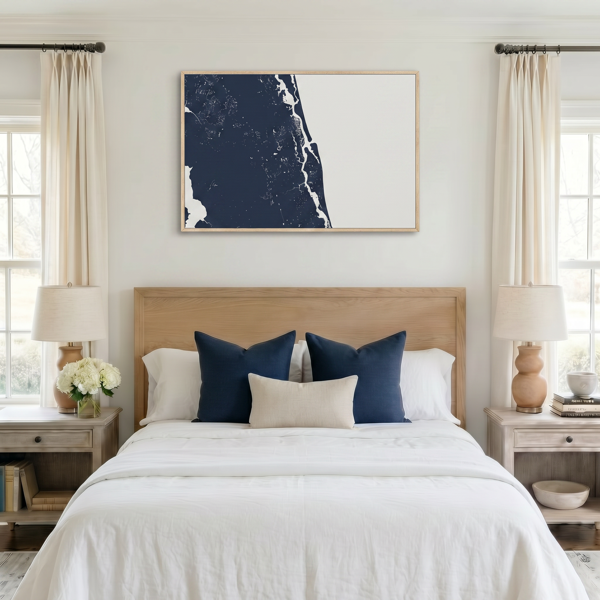St. Augustine canvas map art in bedroom setting