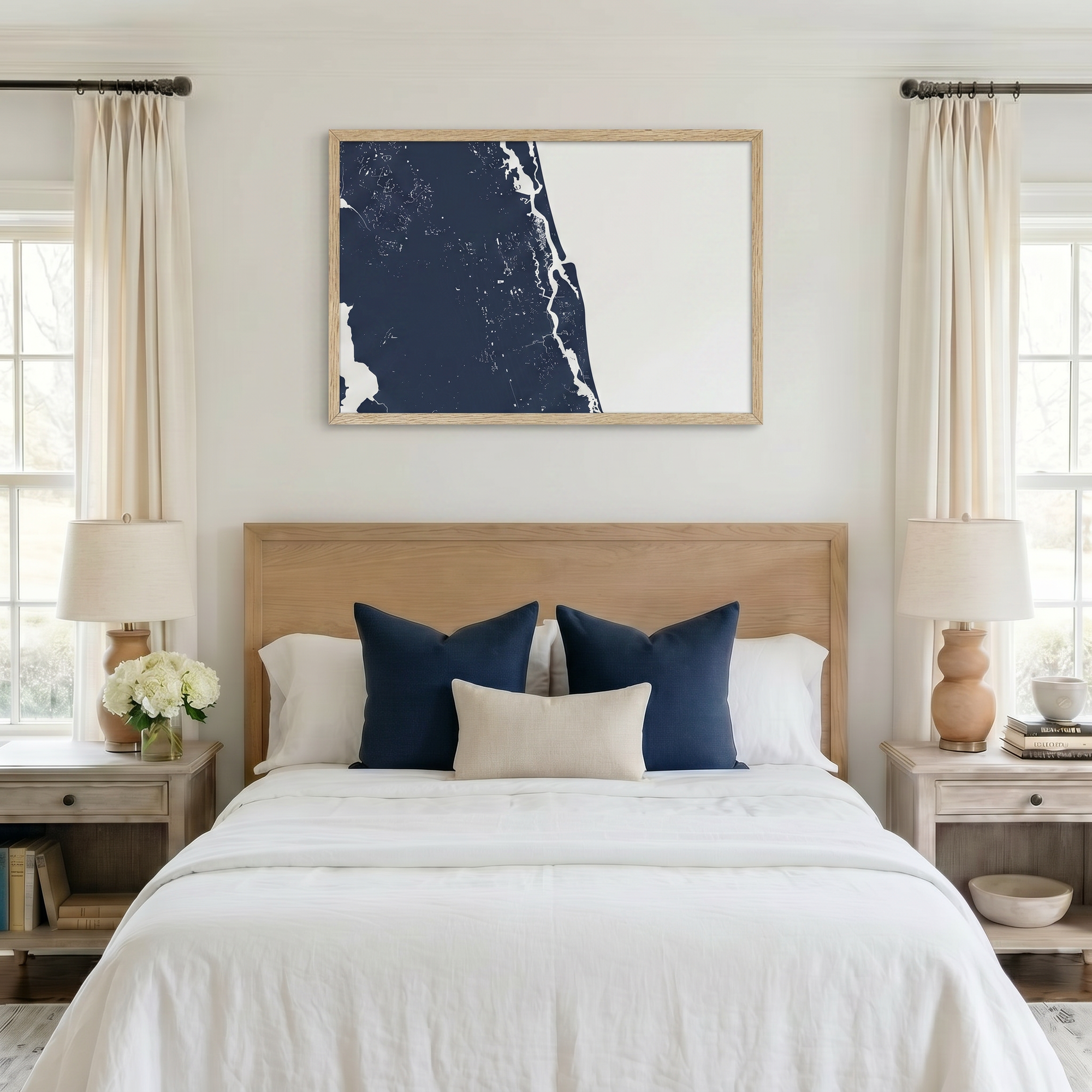 St. Augustine matte map art in bedroom setting