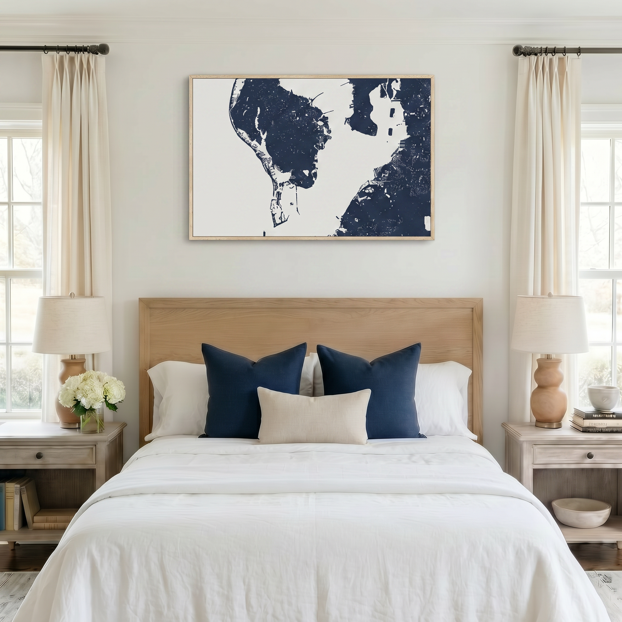 St. Petersburg canvas map art in bedroom setting