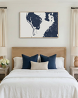 St. Petersburg canvas map art in bedroom setting