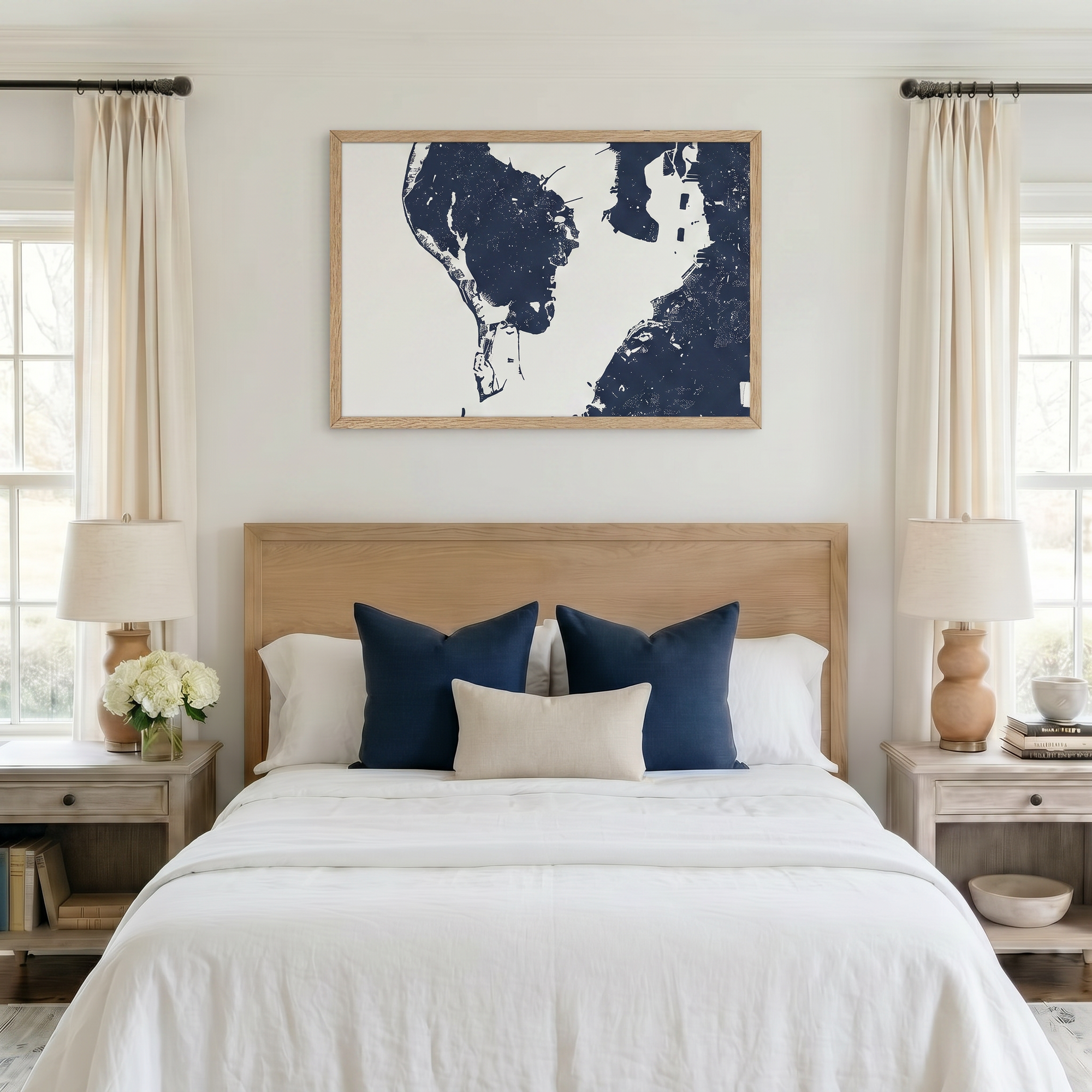 St. Petersburg matte map art in bedroom setting