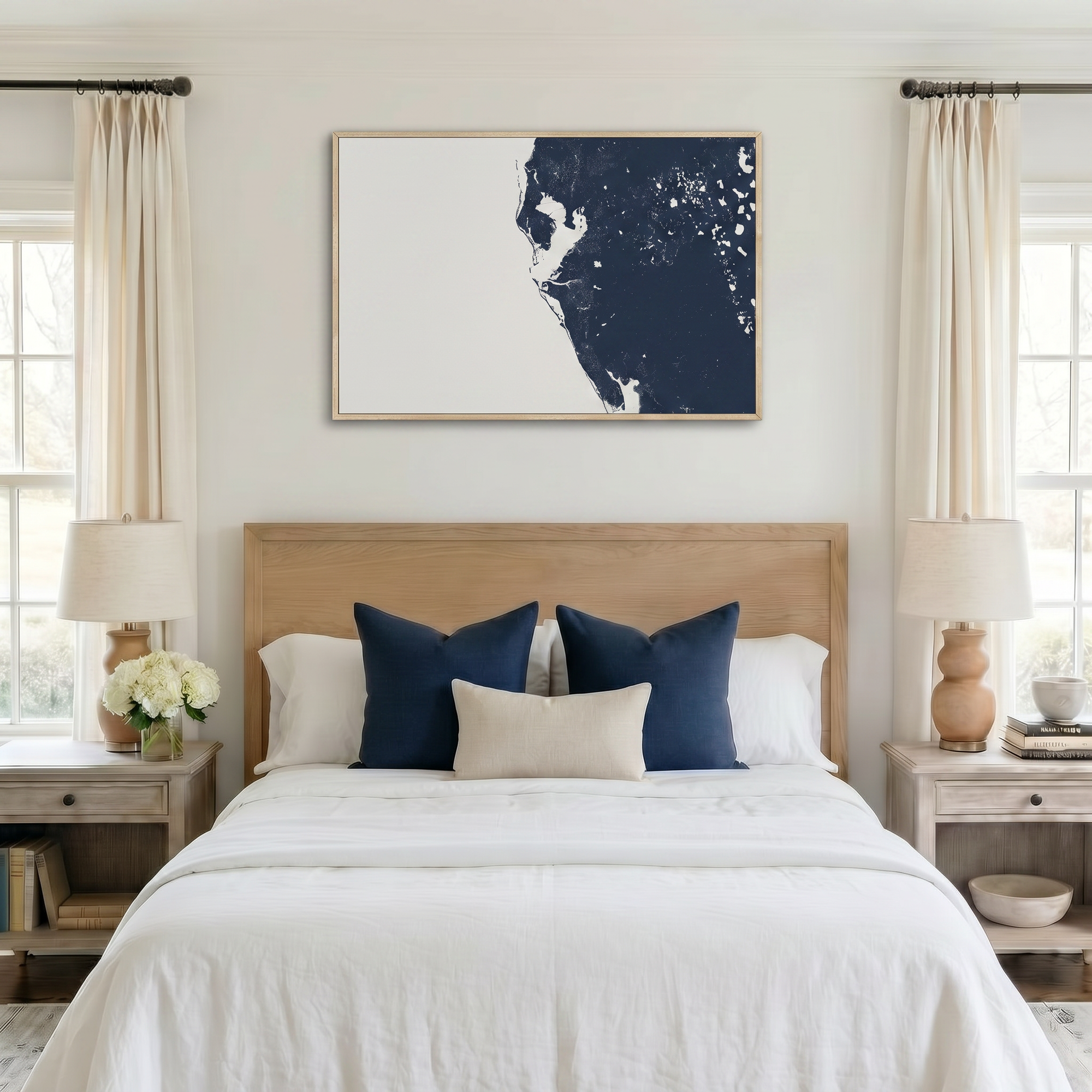 Tampa Bay / Sarasota canvas map art in bedroom setting