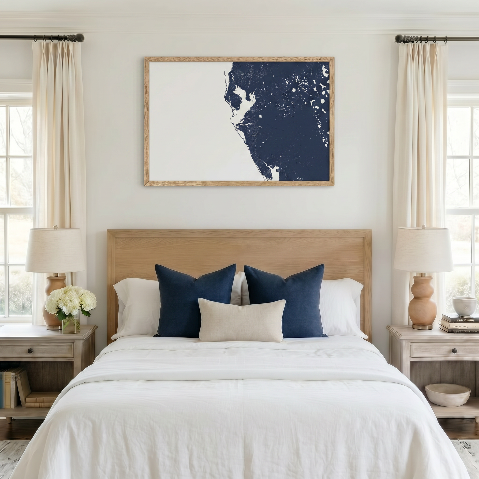 Tampa Bay / Sarasota matte map art in bedroom setting
