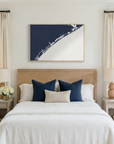 Topsail Island canvas map art in bedroom setting