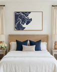 Tybee Island canvas map art in bedroom setting