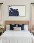 Virginia Beach matte map art in bedroom setting