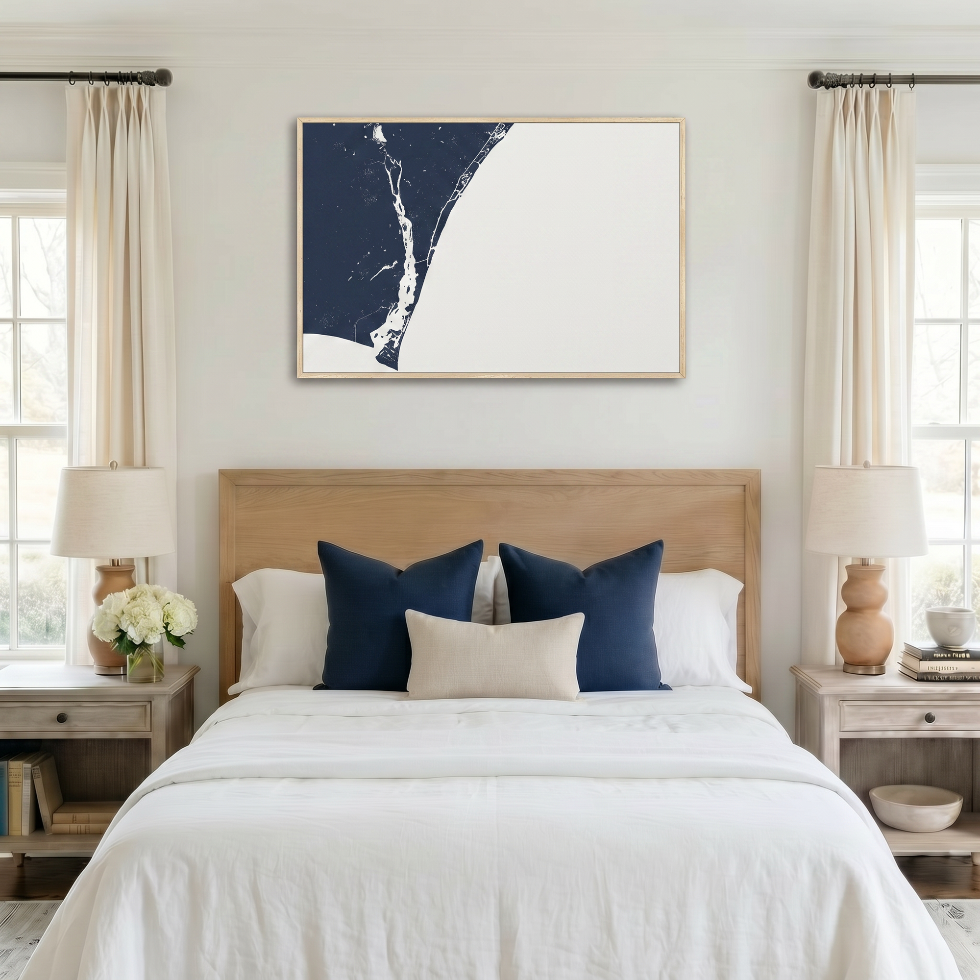 Wilmington canvas map art in bedroom setting