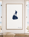 Block Island canvas map — window-scene interior