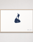 Block Island Coastal Map — Canvas Horizontal — navy, Light Wood