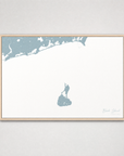 Block Island Coastal Map — Canvas Horizontal — soft-blue, Light Wood
