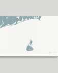 Block Island Coastal Map — Canvas Horizontal, soft-blue, No Frame
