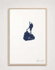 Block Island Coastal Map — Canvas Vertical — navy, Light Wood