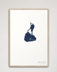 Block Island Coastal Map — Canvas Vertical, navy, Natural Oak