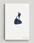 Block Island Coastal Map — Canvas Vertical, navy, No Frame