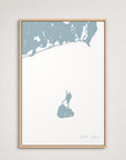 Block Island Coastal Map — Canvas Vertical — soft-blue, Light Wood