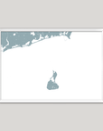 Block Island Coastal Map — Fine Art Print Horizontal, soft-blue, White Frame, 10x8