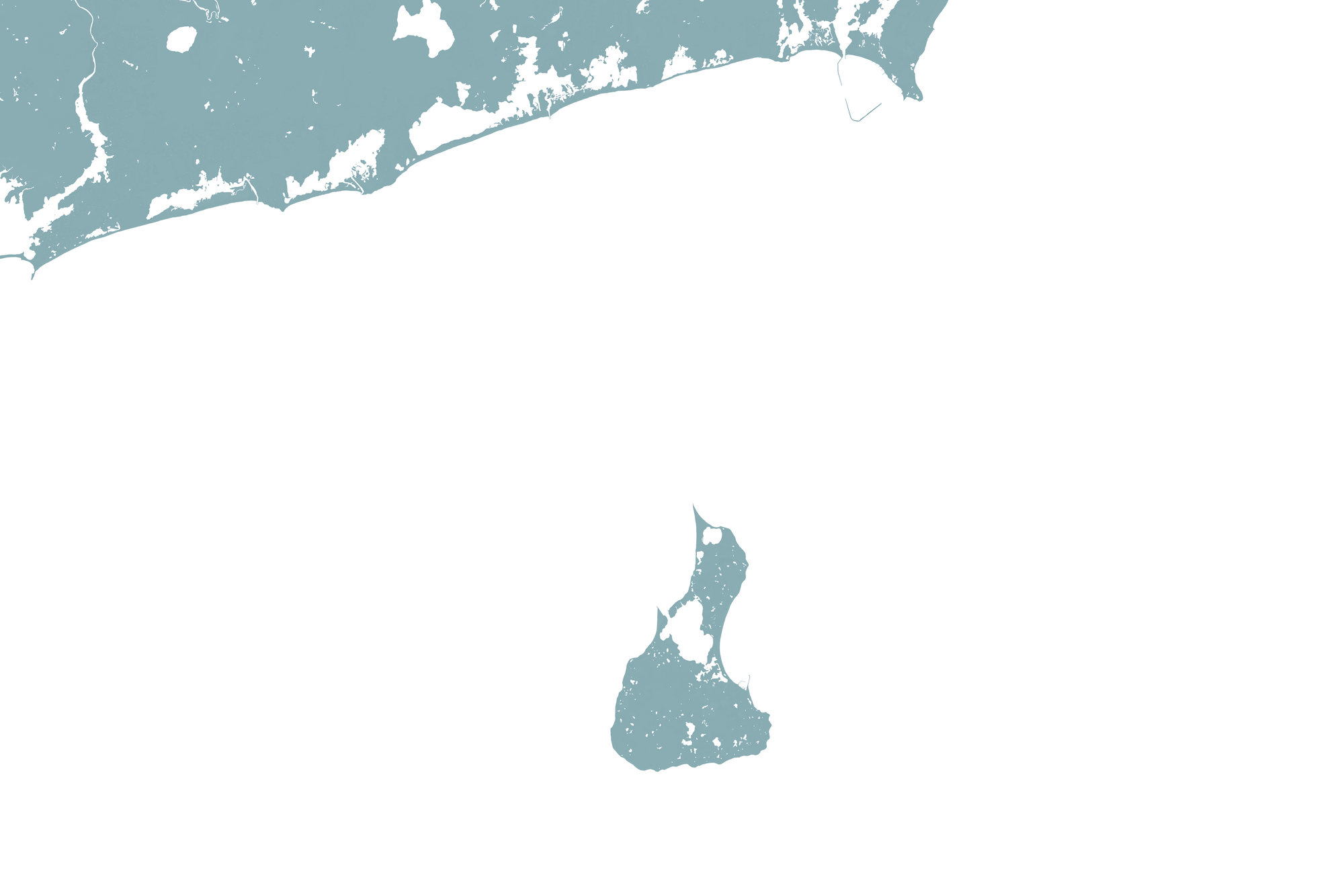 Block Island Coastal Map — Fine Art Print Horizontal, soft-blue, No Frame, 10x8