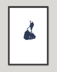 Block Island Coastal Map — Fine Art Print Vertical, navy, Black Frame, 8x10