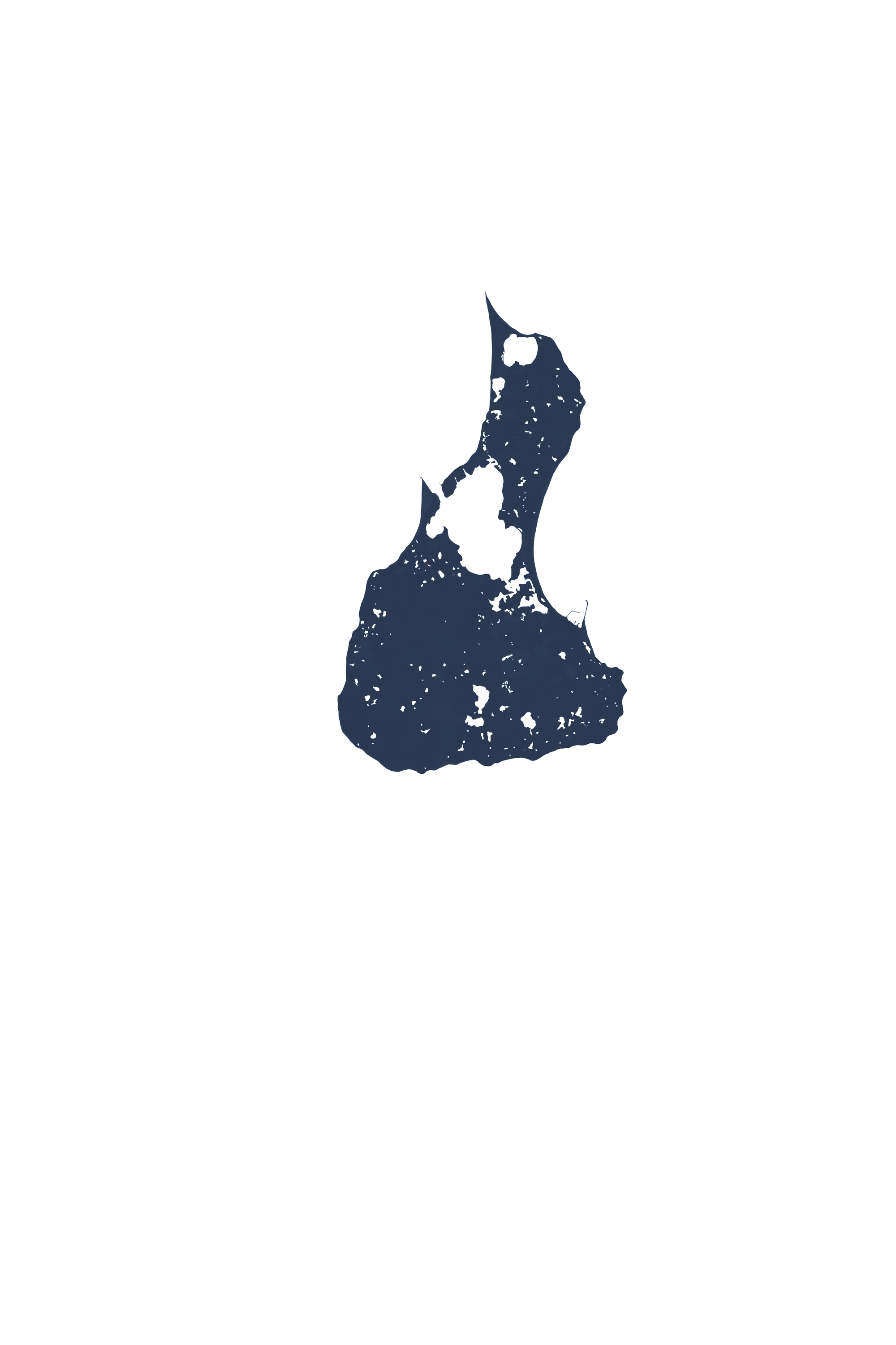 Block Island Coastal Map — Fine Art Print Vertical, navy, No Frame, 8x10