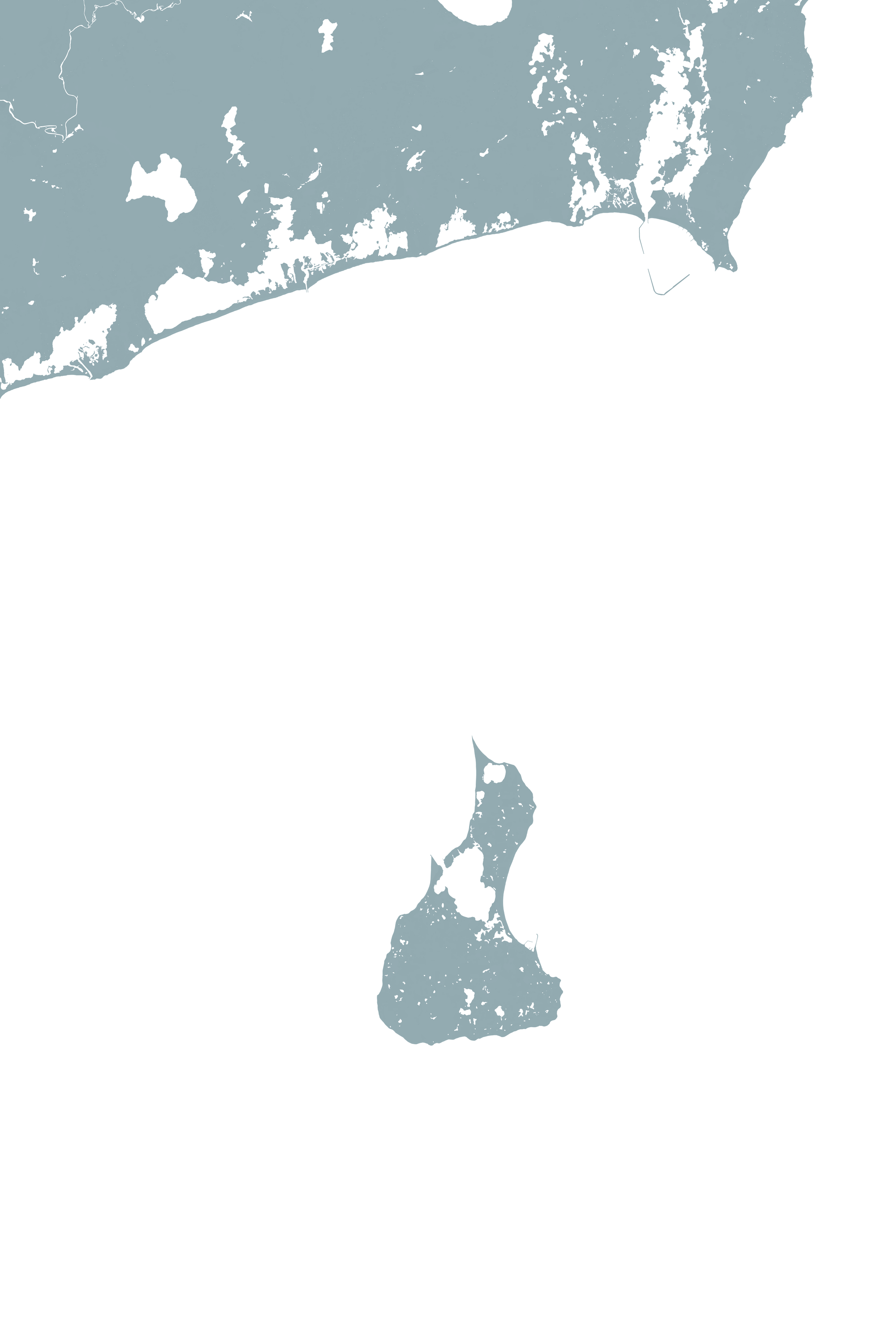 Block Island Coastal Map — Fine Art Print Vertical, soft-blue, No Frame, 8x10