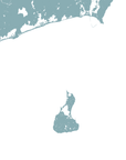 Block Island Coastal Map — Fine Art Print Vertical, soft-blue, No Frame, 8x10