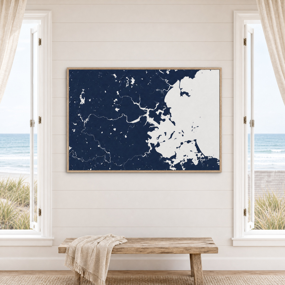 Boston canvas map — window-scene interior